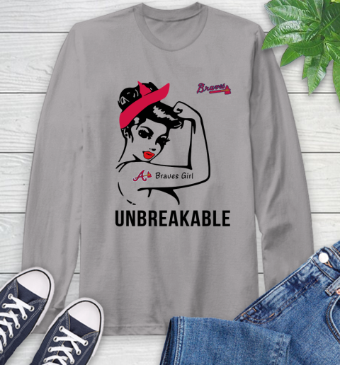 MLB Atlanta Braves Girl Unbreakable Baseball Sports Long Sleeve T-Shirt 4