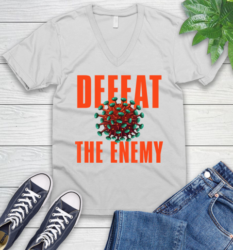 Nurse Shirt Defeat the Enemy Virus T Shirt V-Neck T-Shirt