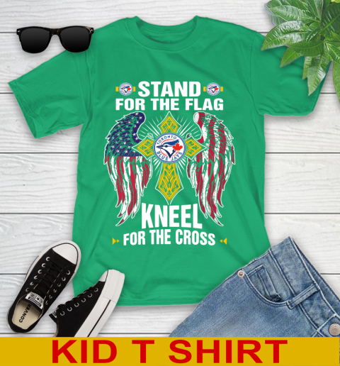 MLB Baseball Toronto Blue Jays Stand For Flag Kneel For The Cross Shirt Youth T-Shirt 7