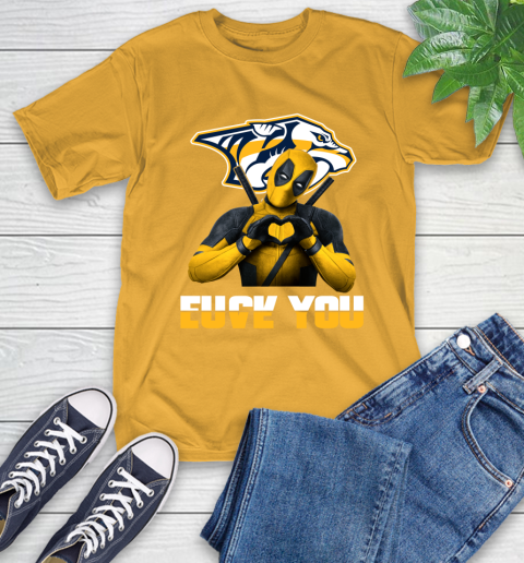 NHL Nashville Predators Deadpool Love You Fuck You Hockey Sports T-Shirt 2