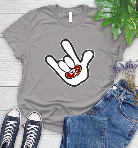 San Francisco 49ers NFL Football Mickey Rock Hand Disney Women's T-Shirt 5