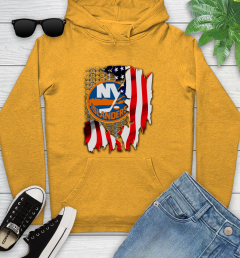 New York Islanders NHL Hockey American Flag Youth Hoodie 3 New York Islanders NHL Hockey American Flag Youth Hoodie - Image 3