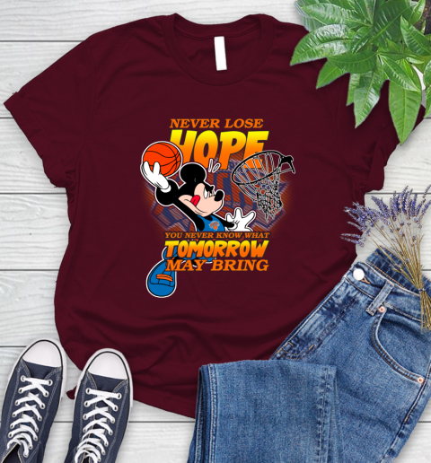 New York Knicks NBA Basketball Mickey Disney Never Lose Hope Women's T-Shirt 7