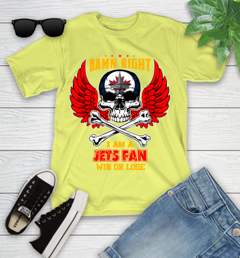 NHL Damn Right I Am A Winnipeg Jets Win Or Lose Skull Hockey Sports Youth T-Shirt 10