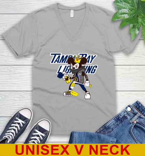 Tampa Bay Lightning NHL Hockey Mickey Peace Sign Sports V-Neck T-Shirt 4