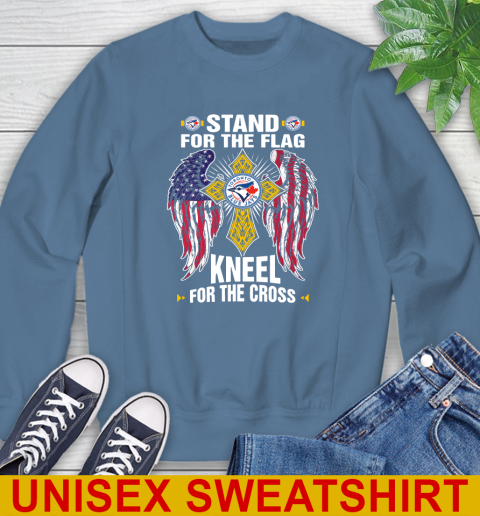 MLB Baseball Toronto Blue Jays Stand For Flag Kneel For The Cross Shirt Sweatshirt - Image 11