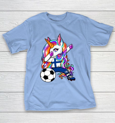 Dabbing Unicorn Finland Soccer Fans Jersey Finnish Football T-Shirt 11