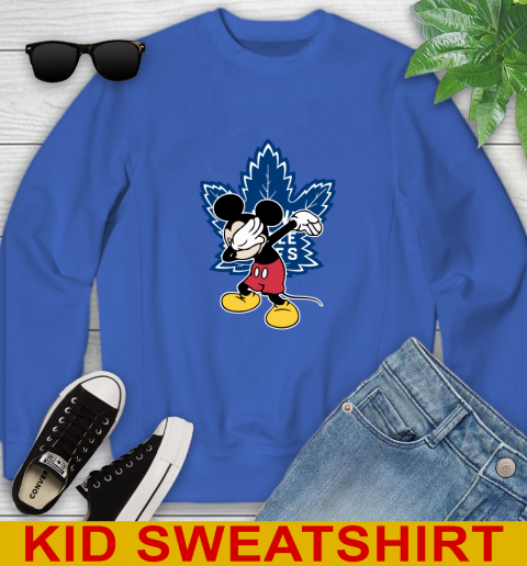 Toronto Maple Leafs NHL Hockey Dabbing Mickey Disney Sports Youth Sweatshirt 7
