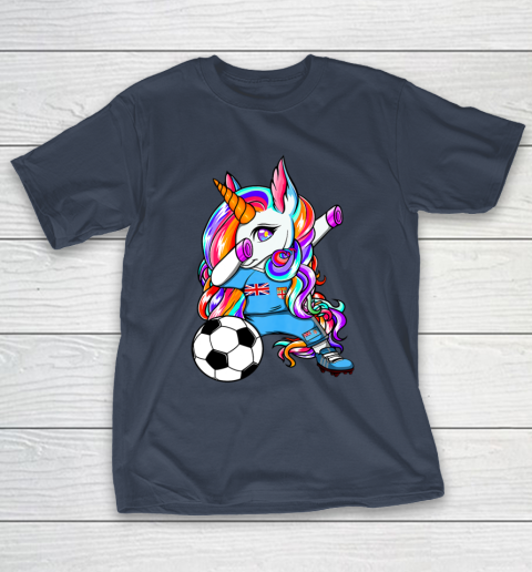 Dabbing Unicorn Fiji Soccer Fans Jersey Flag Fijian Football T-Shirt 16