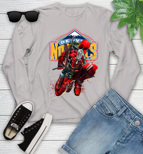 NBA Deadpool Marvel Comics Sports Basketball Denver Nuggets Youth Long Sleeve 12