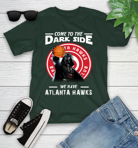 NBA Come To The Dark Side We Have Atlanta Hawks Star Wars Darth Vader Basketball Youth T-Shirt 5