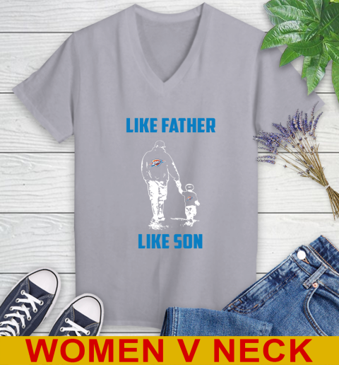 Oklahoma City Thunder NBA Basketball Like Father Like Son Sports Women's V-Neck T-Shirt 4