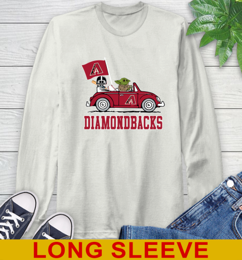 MLB Baseball Arizona Diamondbacks Darth Vader Baby Yoda Driving Star Wars Shirt Long Sleeve T-Shirt 12