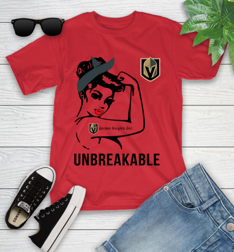 NHL Vegas Golden Knights Girl Unbreakable Hockey Sports Youth T-Shirt 8