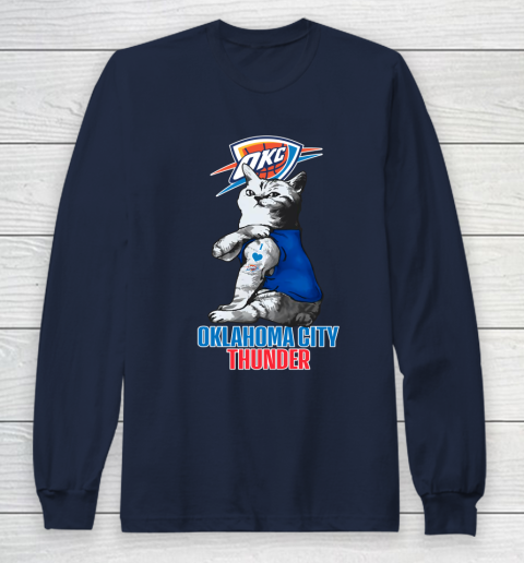 NBA Basketball My Cat Loves Oklahoma City Thunder Long Sleeve T-Shirt 2