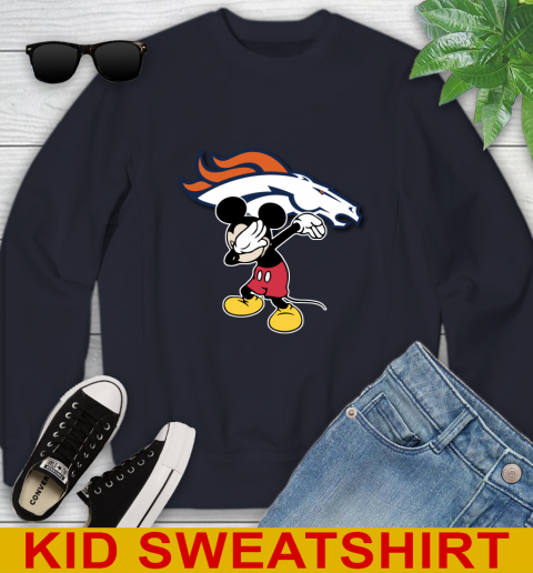 Denver Broncos NFL Football Dabbing Mickey Disney Sports Youth Sweatshirt 3
