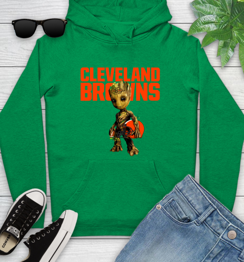 Cleveland Browns NFL Football Groot Marvel Guardians Of The Galaxy Youth Hoodie 7