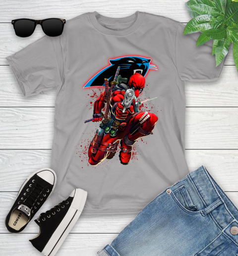 NFL Deadpool Marvel Comics Sports Football Carolina Panthers Youth T-Shirt 4