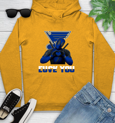 NHL St.Louis Blues Deadpool Love You Fuck You Hockey Sports Youth Hoodie 2