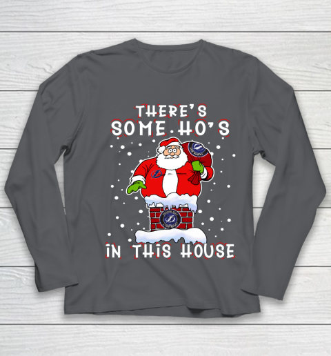 Tampa Bay Lightning Christmas There Is Some Hos In This House Santa Stuck In The Chimney NHL Youth Long Sleeve 6