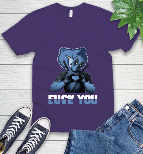 NBA Memphis Grizzlies Deadpool Love You Fuck You Basketball Sports V-Neck T-Shirt 9