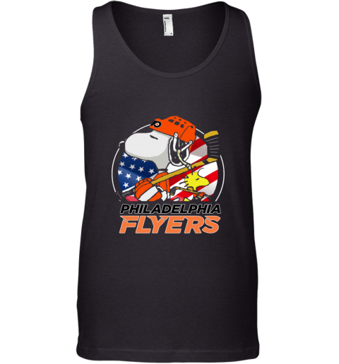 jnv9 philadelphia flyers snoopy and woodstock nhl unisex tank 17 front black