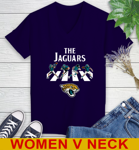 NFL Football Jacksonville Jaguars The Beatles Rock Band Shirt Women's V-Neck T-Shirt 3