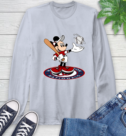 MLB Baseball Washington Nationals Cheerful Mickey Disney Shirt Long Sleeve T-Shirt 6