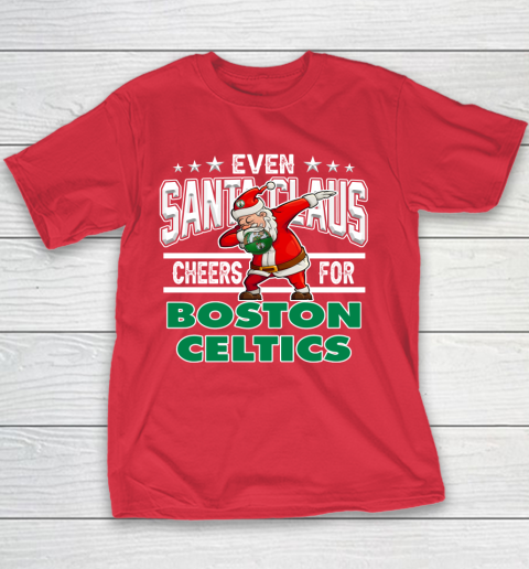 Boston Celtics Even Santa Claus Cheers For Christmas NBA Youth T-Shirt 7