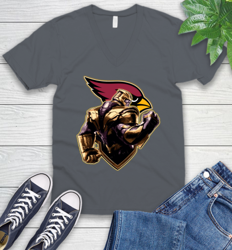 NFL Thanos Avengers Endgame Football Sports Arizona Cardinals V-Neck T-Shirt 5