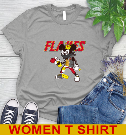 Calgary Flames NHL Hockey Mickey Peace Sign Sports Women's T-Shirt 11