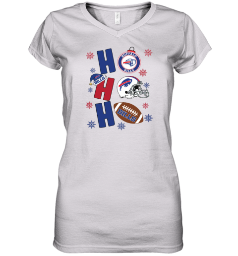 Buffalo Bills Hohoho Santa Claus Christmas Football NFL Women's V-Neck T-Shirt