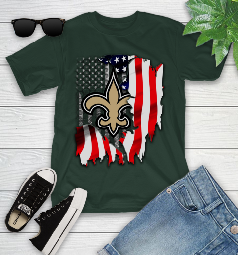 New Orleans Saints NFL Football American Flag Youth T-Shirt 5