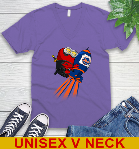 MLB Baseball New York Mets Deadpool Minion Marvel Shirt V-Neck T-Shirt 8