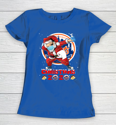 New York Mets Funny Santa Claus Dabbing Christmas 2020 MLB Women's T-Shirt 8