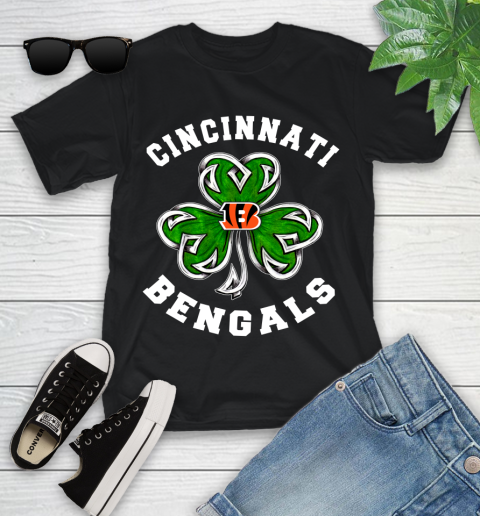 NFL Cincinnati Bengals Three Leaf Clover St Patrick's Day Football Sports Youth T-Shirt