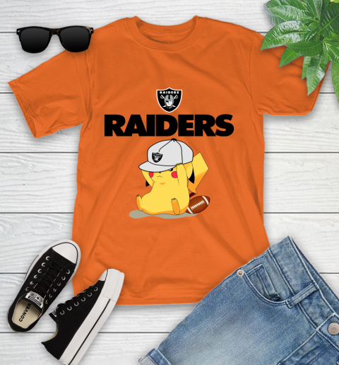 NFL Pikachu Football Sports Oakland Raiders Youth T-Shirt 7