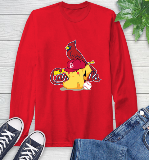MLB Pikachu Baseball Sports St.Louis Cardinals Long Sleeve T-Shirt 10