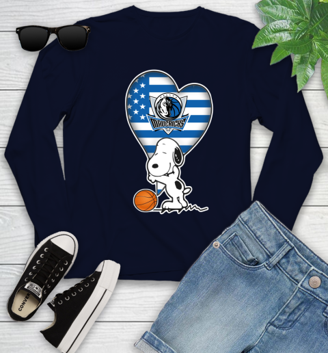 Dallas Mavericks NBA Basketball The Peanuts Movie Adorable Snoopy Youth Long Sleeve 3