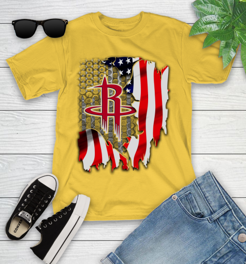 Houston Rockets NBA Basketball American Flag Youth T-Shirt 10