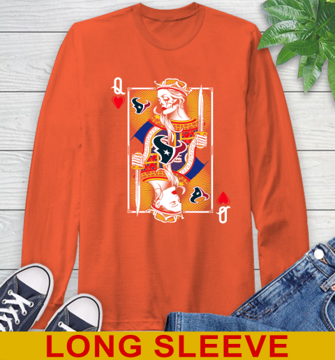 NFL Football Houston Texans The Queen Of Hearts Card Shirt Long Sleeve T-Shirt 4