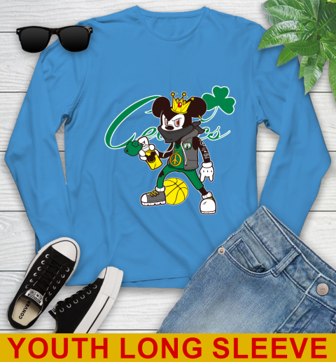 Boston Celtics NBA Basketball Mickey Peace Sign Sports Youth Long Sleeve 8