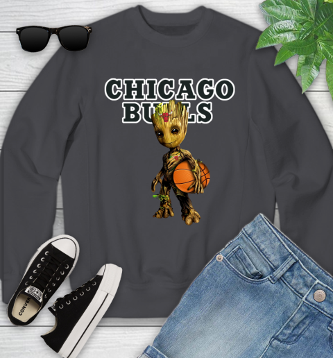 Chicago Bulls NBA Basketball Groot Marvel Guardians Of The Galaxy Youth Sweatshirt 6