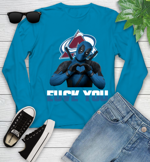NHL Colorado Avalanche Deadpool Love You Fuck You Hockey Sports Youth Long Sleeve 8