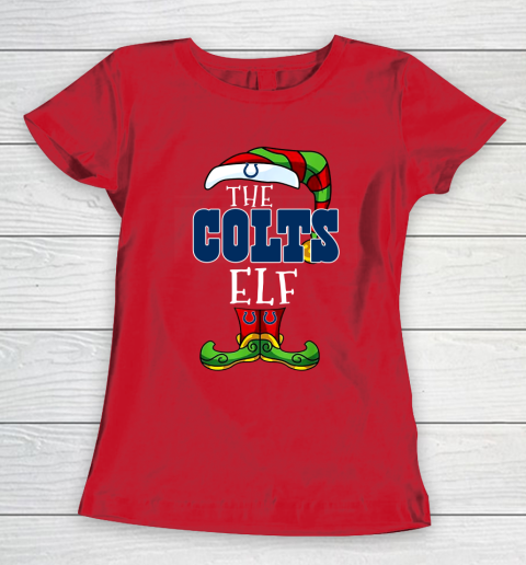 Indianapolis Colts Christmas ELF Funny NFL Women's T-Shirt 9