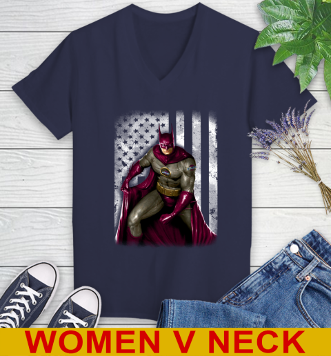 Cleveland Cavaliers NBA Basketball Batman DC American Flag Shirt Women's V-Neck T-Shirt 12