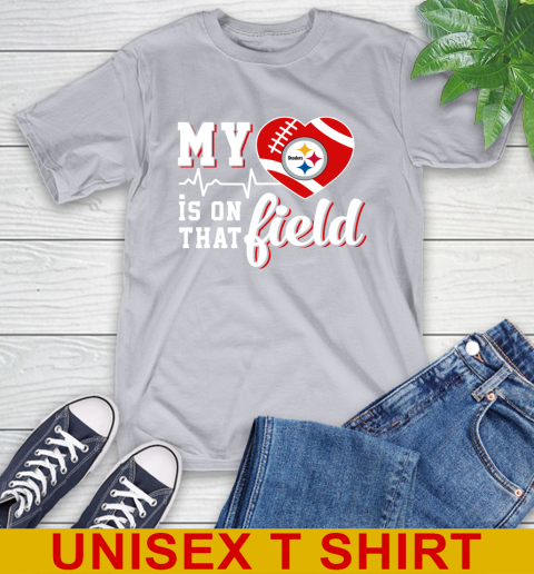 NFL My Heart Is On That Field Football Sports Pittsburgh Steelers T-Shirt 5