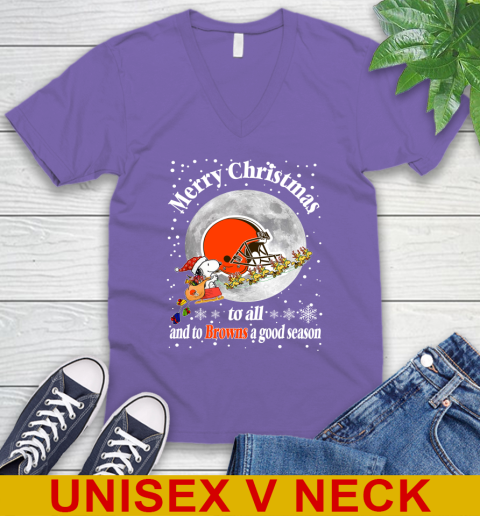 Cleveland Browns Merry Christmas To All And To Browns A Good Season NFL Football Sports V-Neck T-Shirt 8