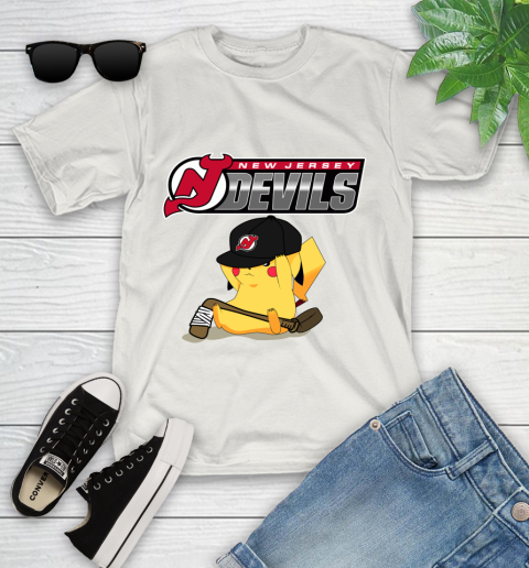 NHL Pikachu Hockey Sports New Jersey Devils Youth T-Shirt 12