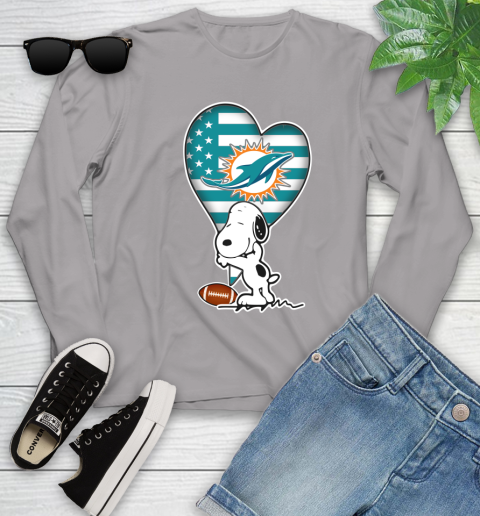 Miami Dolphins NFL Football The Peanuts Movie Adorable Snoopy Youth Long Sleeve 5